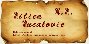 Milica Mučalović vizit kartica